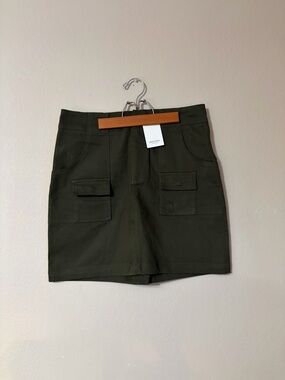 Short Story Petite Army Green Cargo Mini Skirt Utility High Waist Pockets